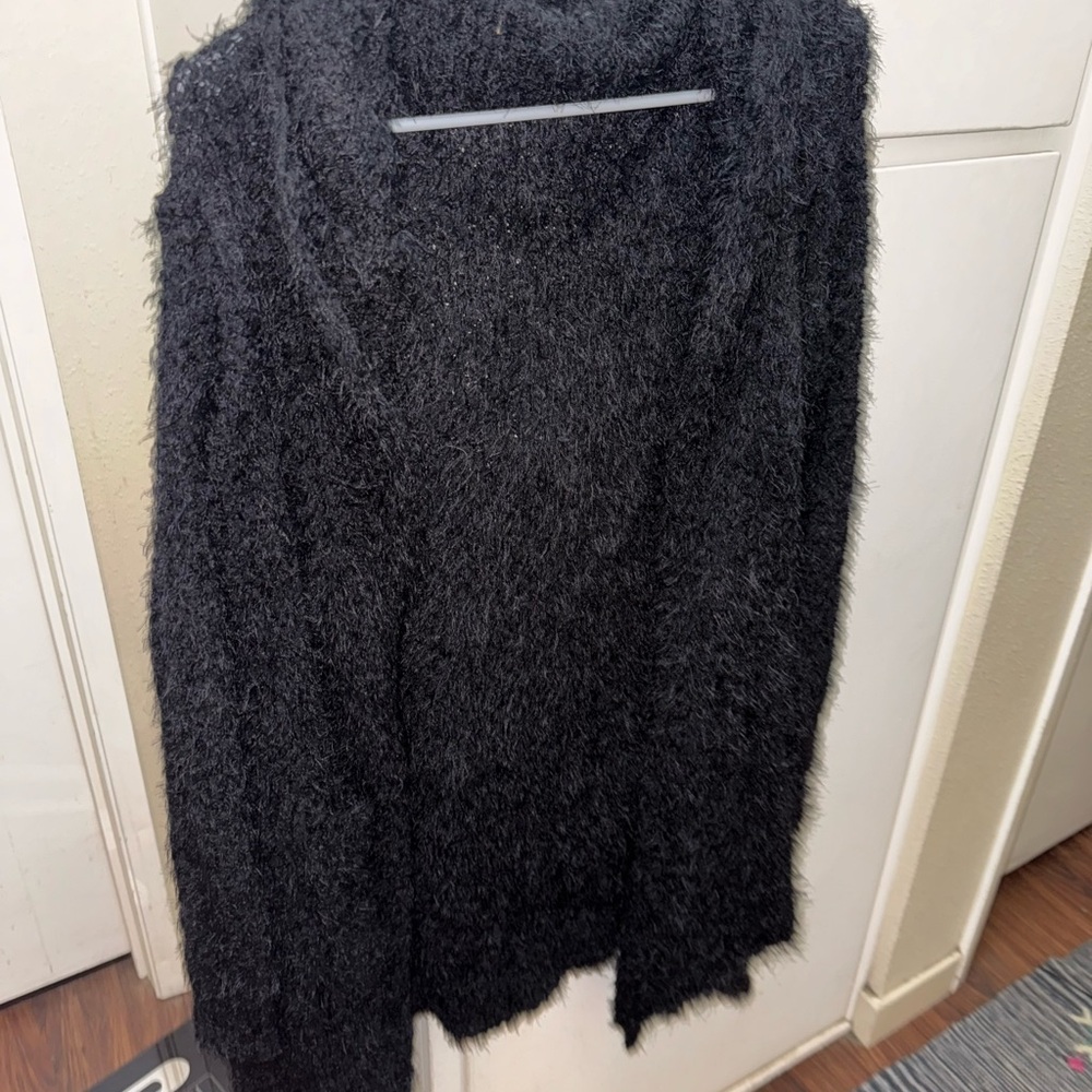 Fuzzy Crochet Style Cardigan